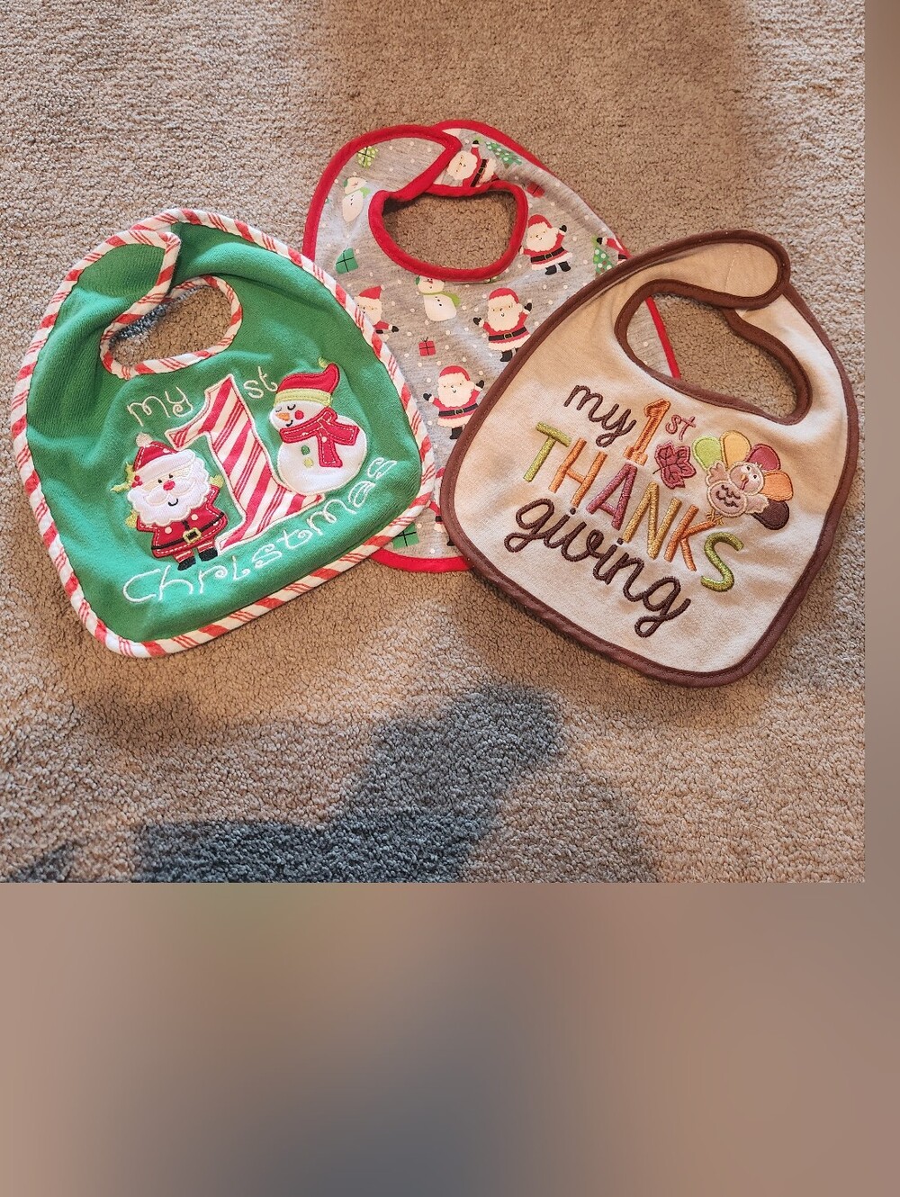 3 Ct Baby Holiday Bibs